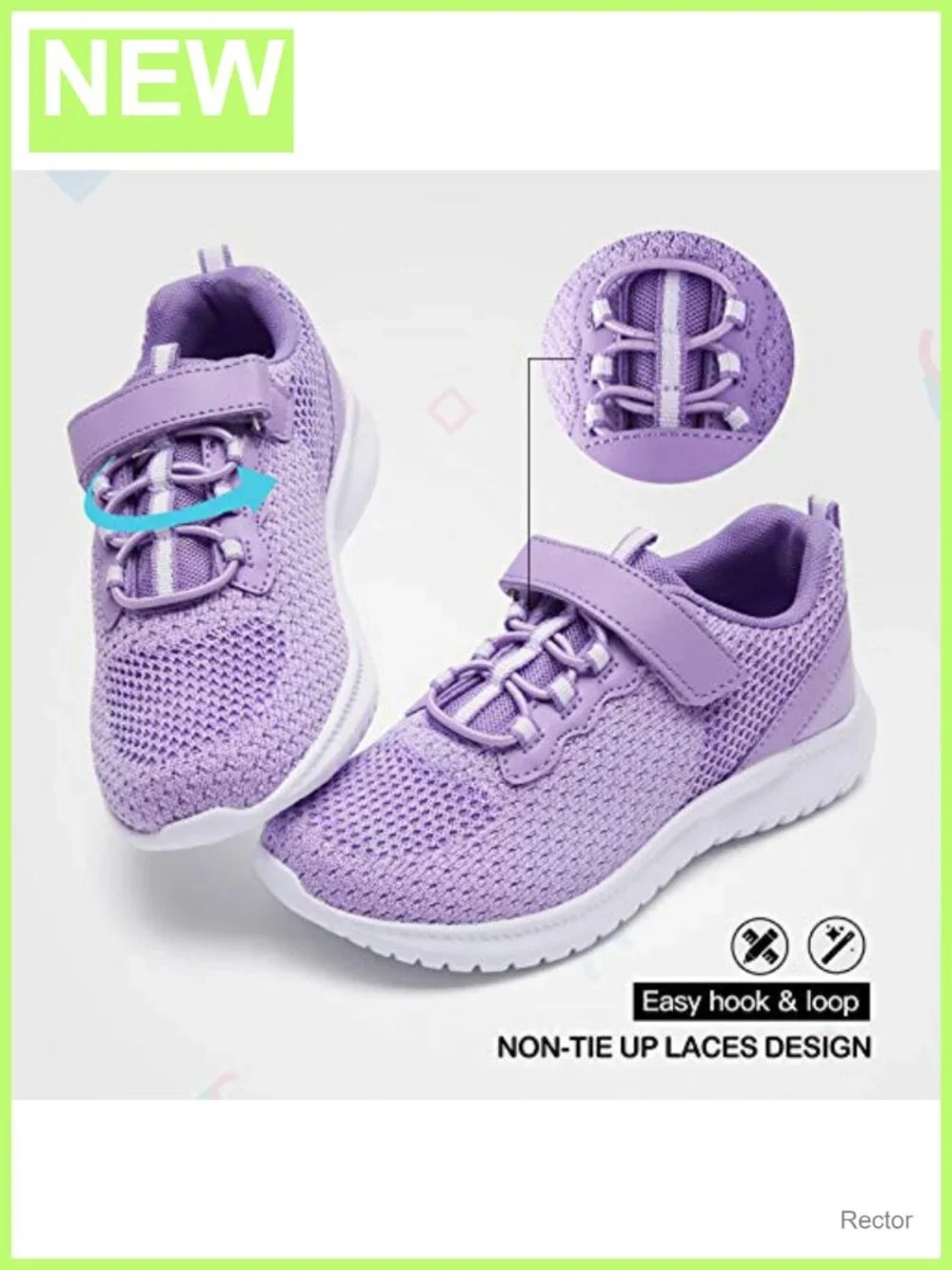 Kids Lightweight Knit Sneakers Hook and Loop Tennis Running Shoes